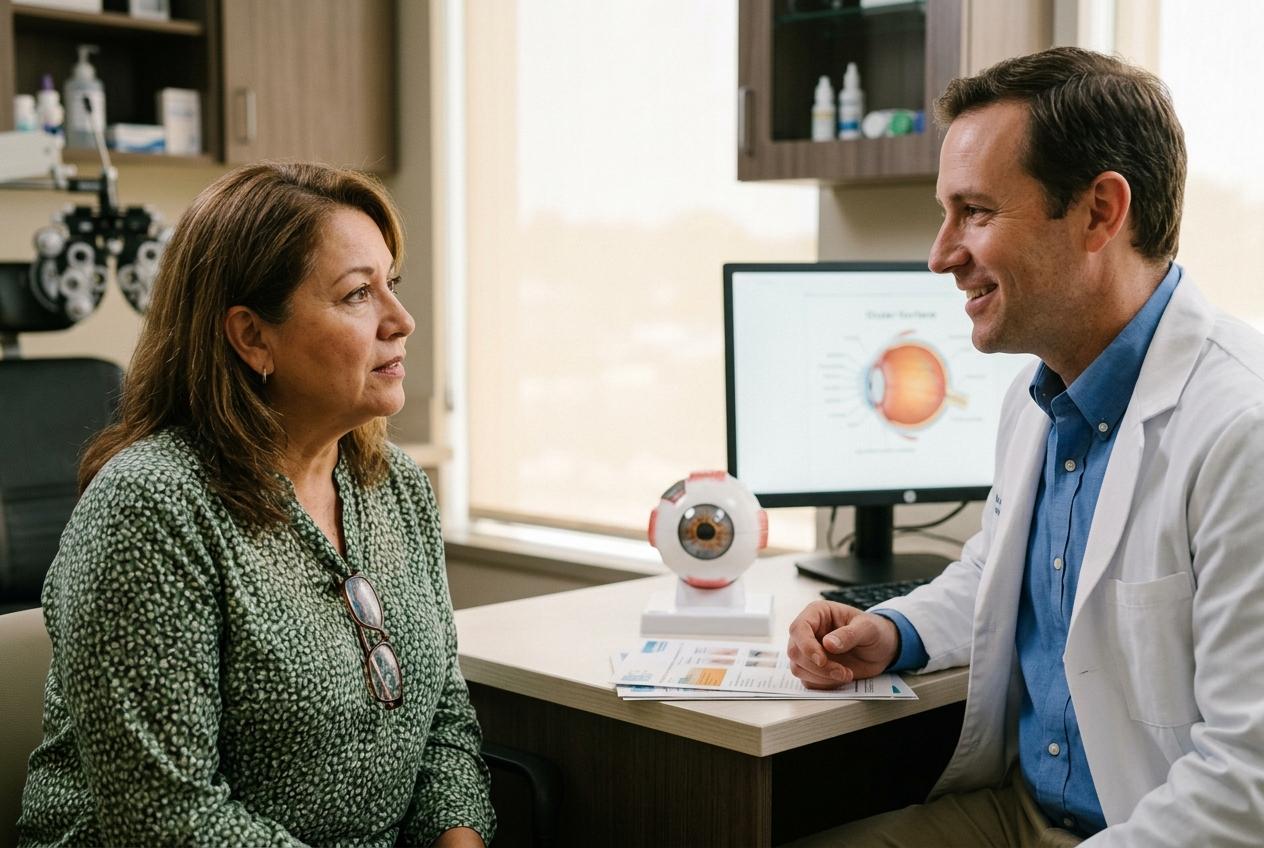 patient talking to eye doctor about keratoconus